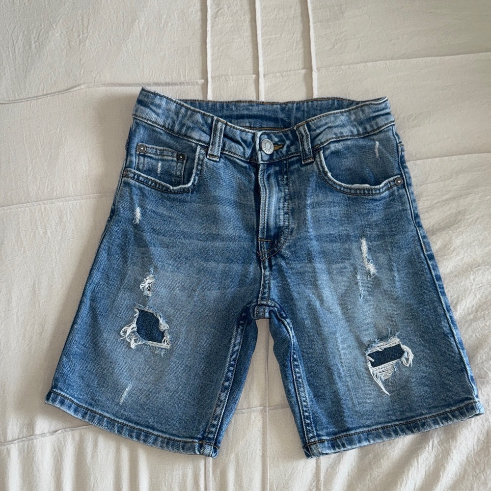 ZARA boys Distressed Denim Shorts - Blue